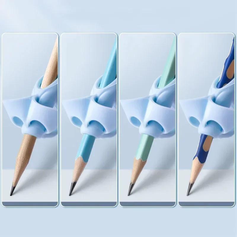 4 pezzi 5 dita portapenne in silicone per matite per bambini strumento di apprendimento della scrittura dispositivo di correzione della postura di cancelleria