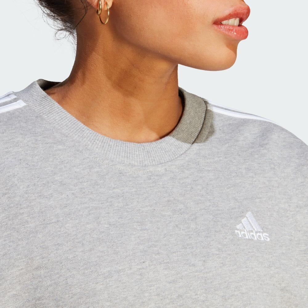 adidas Essential Three Stripes Pullover Sweatshirt Women Sweatshirt Gray IC9905