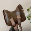 Retro fashion simple temperament wide shoulder strap shoulder bag women's early spring new versatile messenger bag women