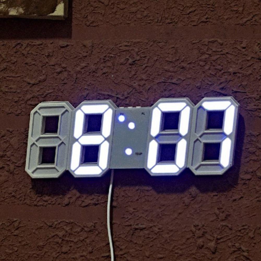 Electronic 3D Digital Alarm Clock Luminous Wall Hanging Clock Multi-function LED Desk Clock  Garden
