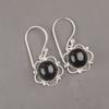 Natural Black Tourmaline Gemstone 925 Sterling Silver Jewelry Hook Earrings1.40" EE-56-20
