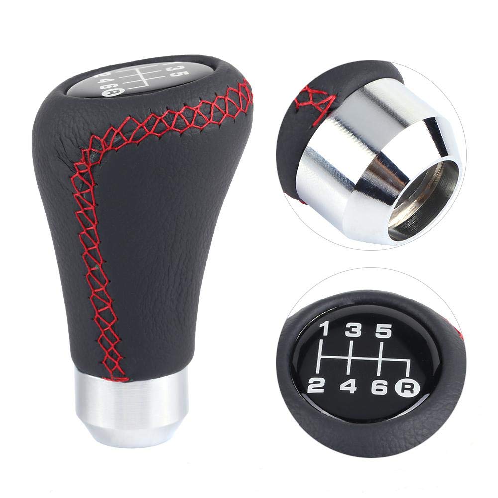 Gear Shift Shift Knob Qiilu Shift Universal Car Gear Shift Knob PU Shifter Stick 3 Hose Knob, 6-Speed - Knob, 6-Speed (Red)