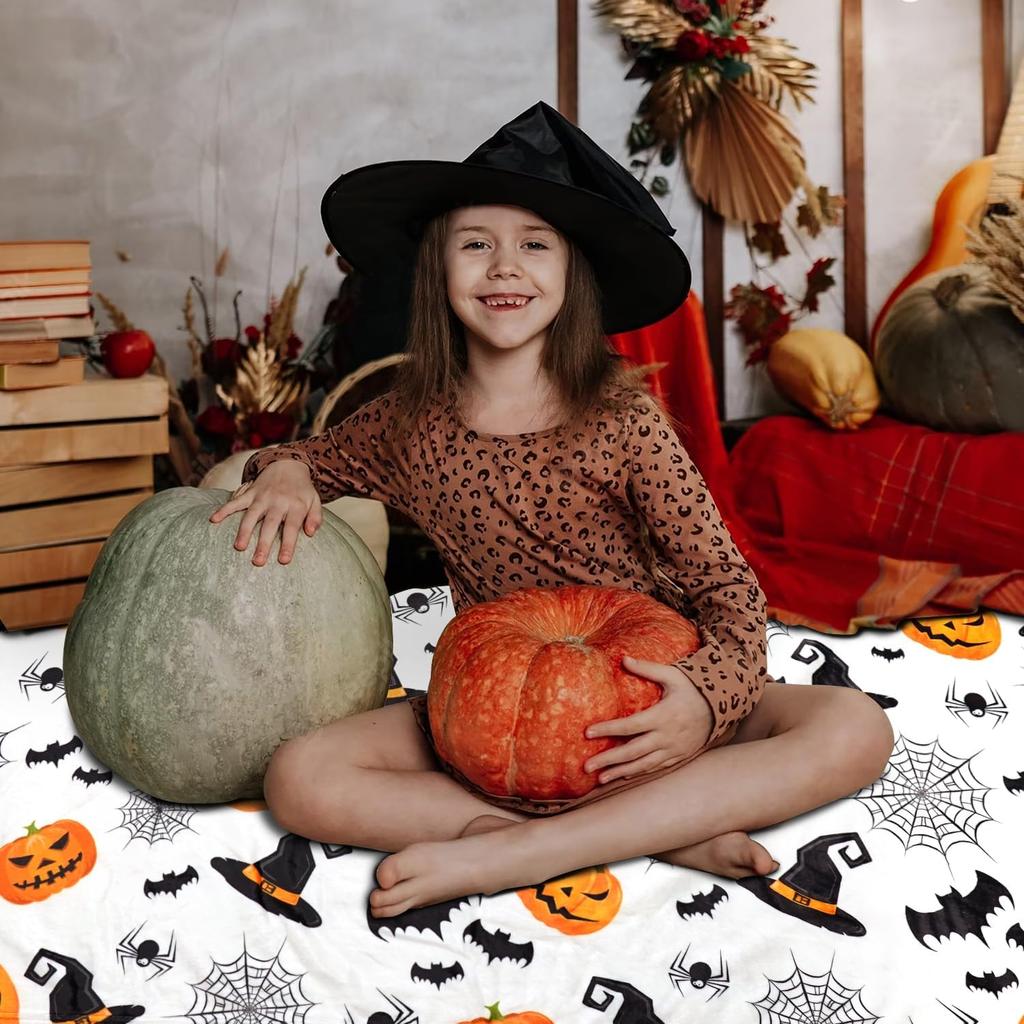 Cute Halloween Blanket Pumpkin Bat Halloween Blankets and Throws Halloween Fleece Throw Blanket for Couch Sofa Gifts for Kids