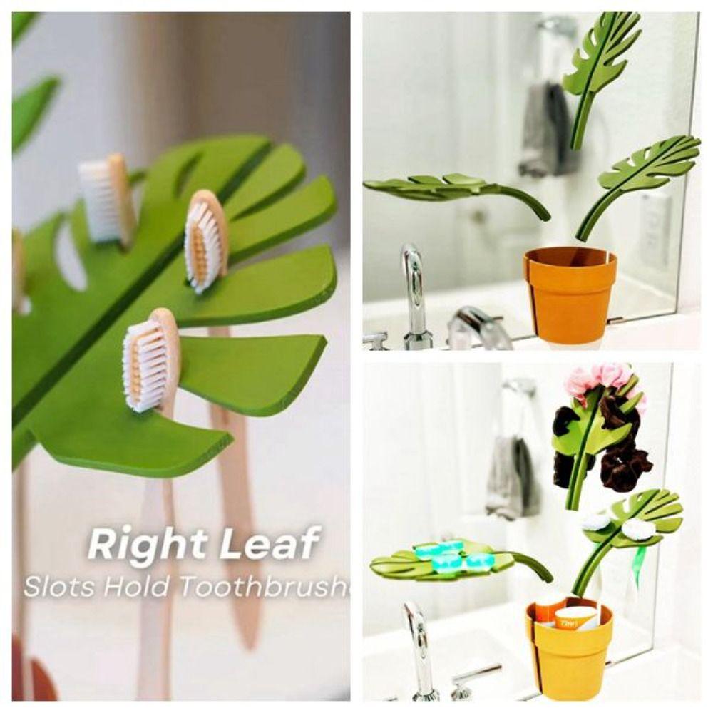 

Durable Mirror Mounted Bathroom Organizer Multifunctional Usage Toothbrush Organizer