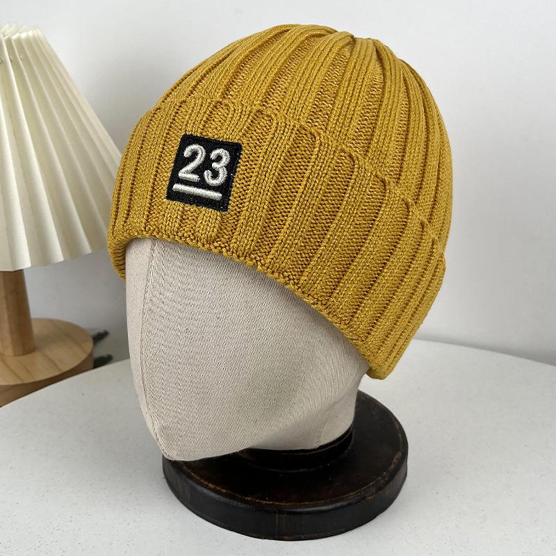 Winter Warm Wool Hat Women's Outdoor Ear Protection Labeling Knitted Cold Hat Student Cycling Morning Running Windproof Pullover Hat