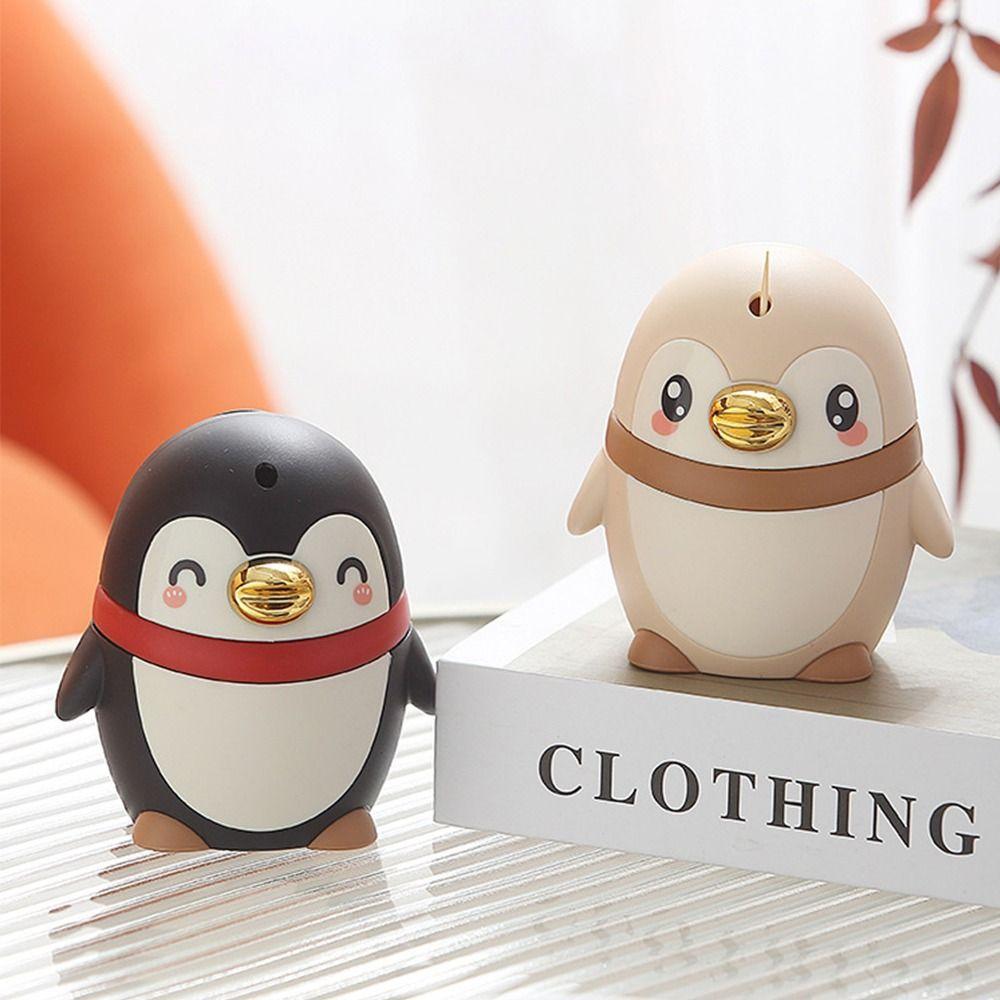 Penguin Automatic Toothpick Dispenser Press Style Portable Toothpick Storage Box Thickening Oral Hygiene Care Tooth Picks Holder