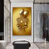 Metalen Figuur Standbeeld Kunst Canvas Schilderij Gouden Moderne Liefhebbers Sculptuur Poster en Print Muur Foto's voor Woonkamer Home Decor