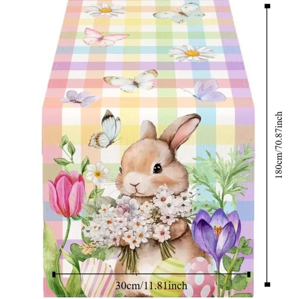 Oil-resistant Easter Table Flag Waterproof Easter Table Runner Table Cover  Home Decor