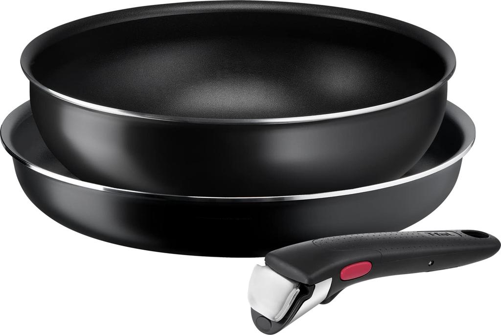 Tefal Topf- und Bratpfannenset mit abnehmbaren Griffen für Gasherde, frei von schädlichen Substanzen wie PFOA Neo Family Set schwarz L16390 3-teilig, nur Griffe,