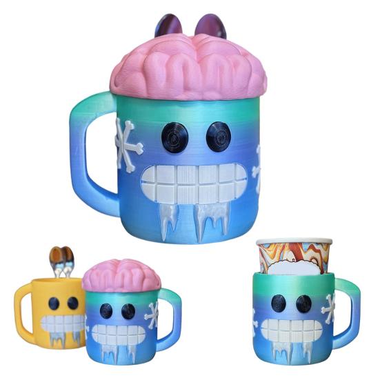 Smile Face Ice Cream Cup Holder Reusable Insulated Ice Cream Pint Sleeve 16oz Novelty Ice Cream Accessory