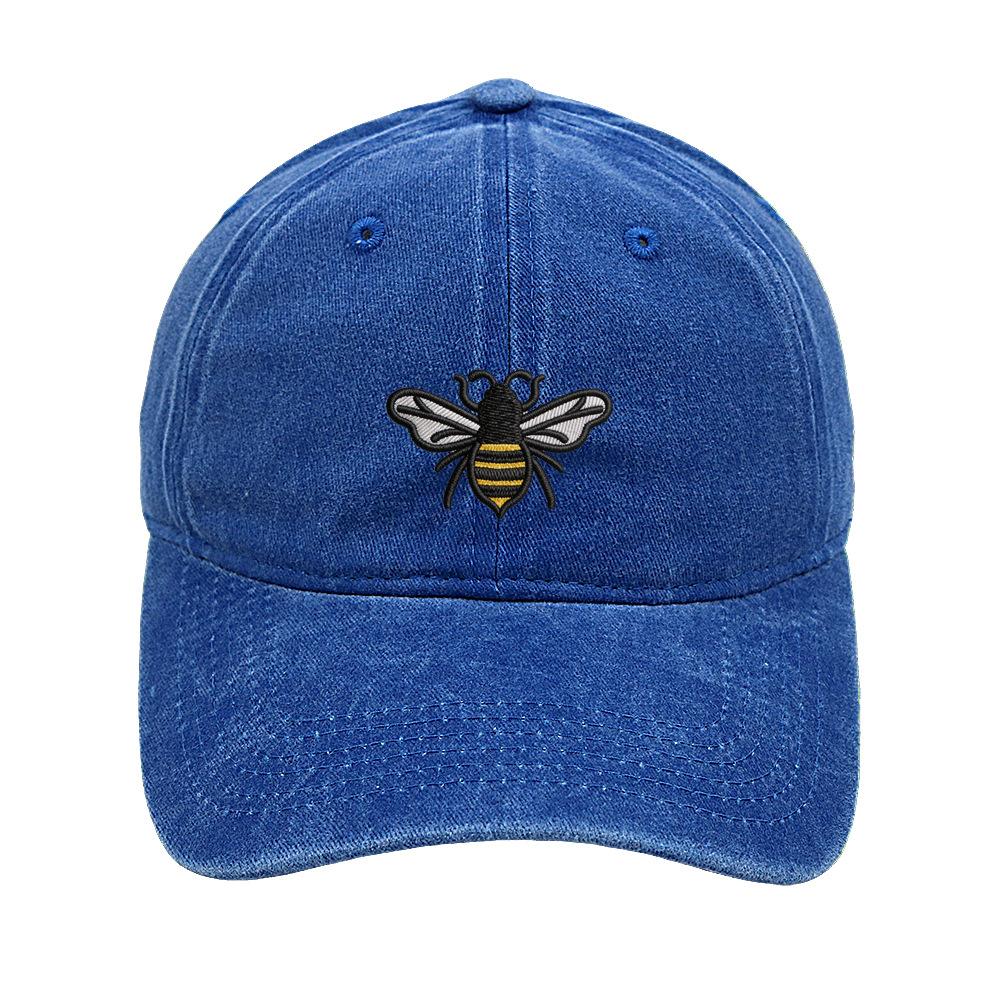Bee baseball cap cartoon cute embroidery cap European and American retro washed old men's and women's casual hat