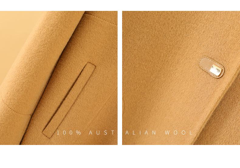 Women's Mid-Length Double-Faced Wool Coat: 2024 Korean Style, Warm Suit Lapel, Button-Up for Autumn/Winter