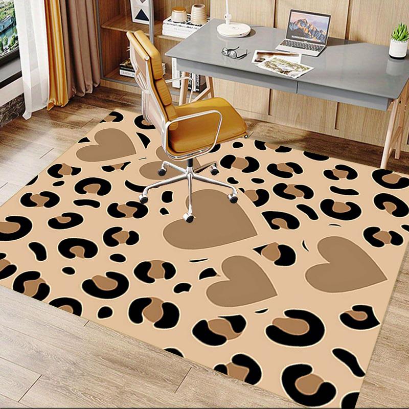 1 Stück Leopardenmuster Herz Rutschfester Bodenteppich, geeignet für Büro, Schlafzimmer und Spielzimmer. Kann auch als Sofafußstützenbezug verwendet werden-T40