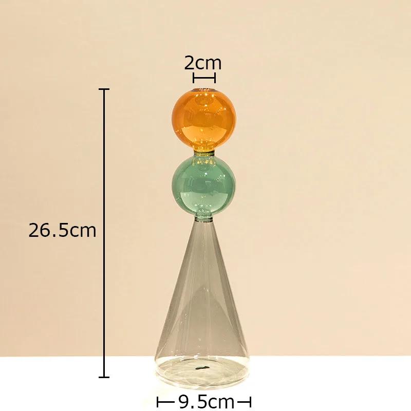 Multicolour Transparent Glass Vase Hydroponics Flower Pot Desk Decoration Flower Arrangement Floral Vases Room Aesthetic Decor