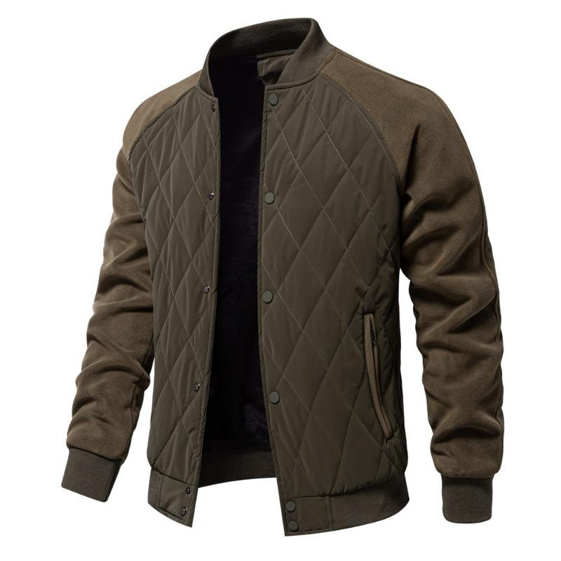 Men’s Fleece Lined Quilted Raglan Sleeve Casual Jacket