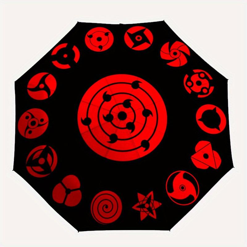 Red Symbol Circular Pattern Sticker DecalUmbrella, Portable 3-Fold Compact Umbrella for Men & Women Gift