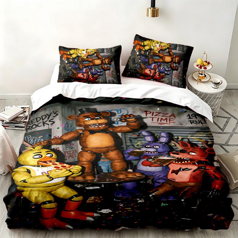 Five nights at freddy zestaw 3-częściowy Idealny do sypialni Wygodny zestaw pościeli zawiera poszewkę na kołdrę i dwie poszewki na poduszki Idealny na urodziny lub Boże Narodzeni