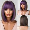 Short Orange Straight Bob Hair Synthetic Wigs with Bangs Orange Colorful Cosplay Party Wig for Women Heat Resistant Fiber Daily