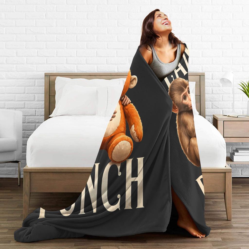 Baby Monkey Punch Team Punch Soft Warm Blanket  Students Plush Throw Blanket Funny Couch Chair Flannel Bedspread Sofa Bed Cover
