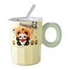 Panda Niedliches Mädchen Tasse Keramik mit Deckel Paar Große Kapazität Trinkwasser Henkeltasse Strohhalm Direktes Trinken Doppelter Zweck