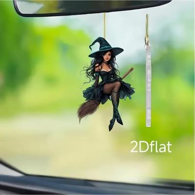 Akrylová plochá 2D Halloweenská show, legrační čarodějnický klobouk čarodějnický klobouk pavoučí klobouk klobouk kouzelníka přívěsek na ozdobu auta přívěsek na batoh