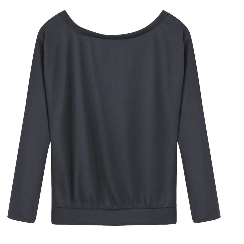 Women's Fashion Casual Cow Printed Long Sleeve Off Shoulder One Line Collar Top
