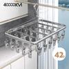 Siwangongli Sock Drying Rack, Aluminum Alloy Clothes Hanger, Balcony Home Use, Multi-Clamp Clothes Rack, Multifunctional Underwear Clip, 42 Clips