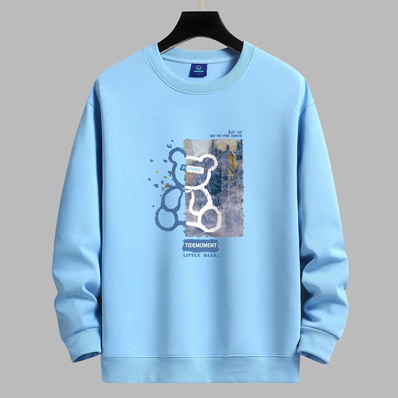 QICED HerbstkleidungHerbst O-AusschnittLässige bedruckte Herren Langtops Unterhemd Langarmhemden