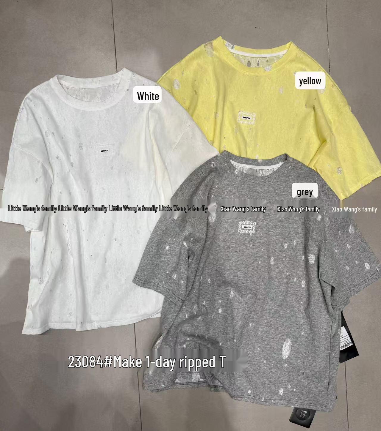 

Повседневная футболка с кружевом и рваными деталями с коротким рукавом больших размеров в корейском стиле Весна/Лето 2023 от Сяо Ван One Size жёлтый