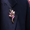 Elegant Alloy Jewelry Faux Pearl Tulip Brooch for Women, Bling Rhinestone Flower Decorative Shirt Brooches Lapel Pin, Dainty Clothing Wedding
