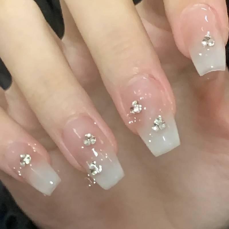 Nail Handmade Wearing Gradient Naked Color Student Pure Desire Sparkling Cute