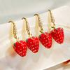 ERESI Fashion Hot-selling Strawberry Stainless Steel 18k Gold-plated Oil-drop Zircon Earrings Sweet and Fresh Jewelry Earrings