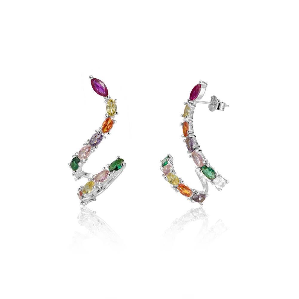 ANDYWEN 925 Sterlingsilber Gold Regenbogen CZ Schlange Creolen Stecker Ohrring Piercing Pendientes 2023 Luxusschmuck