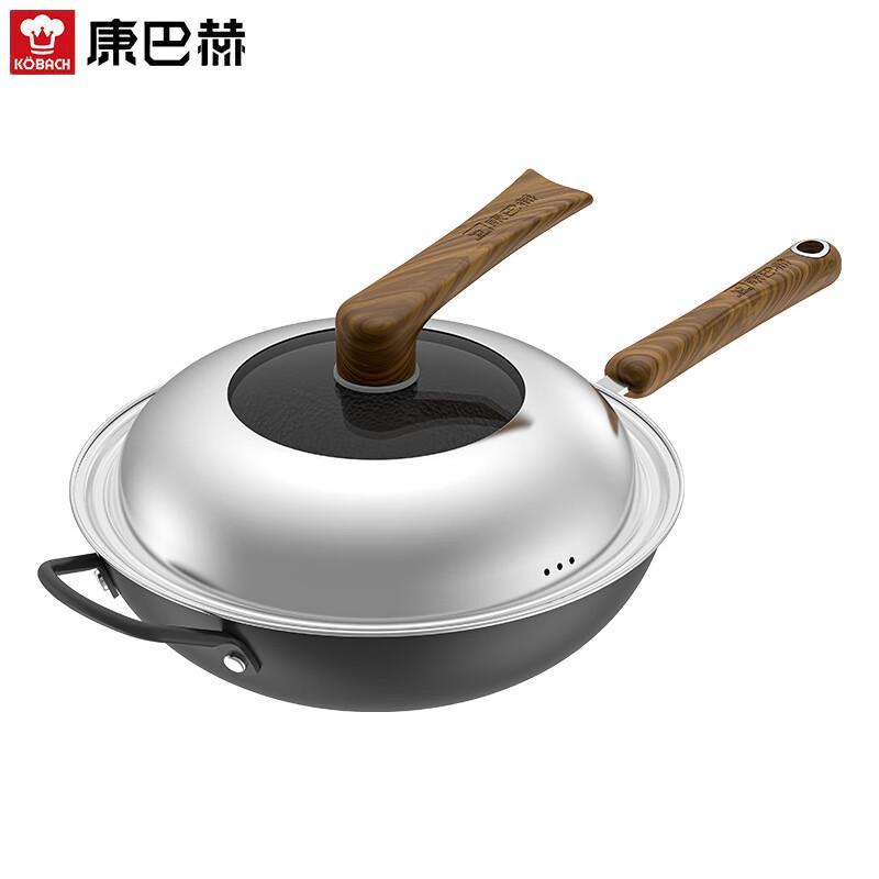 KOBACH 32cm Hammered Uncoated Wrought Iron Wok