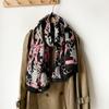 New Cotton and Linen Scarf Women's Autumn High-end Feeling Belt Buckle Printed Silk Scarf Angola Red Shawl