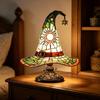 Stained Glass Style Witch Hat Lamp, USB Powered Resin Wizard Hat Night Light with Sun Star, Gothic Halloween Table Lamp for Bedroom Bookshelf Mantel