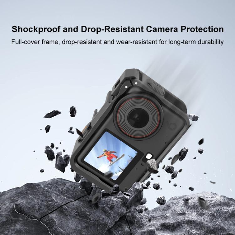 For DJI Osmo Action 6 PULUZ Plastic Cage Vertical-Horizontal Expansion Adapter Frame with Cold Shoe (Black)