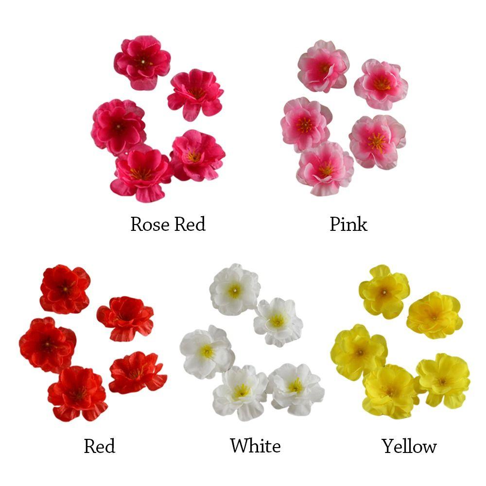 100PCS Multicolor Peach Blossom Artificial Flower Heads Dia.5cm DIY Simulation Flower Silk Petals Accessories Faux Flower