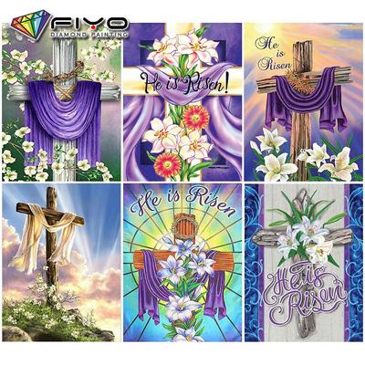Vendita Ricamo Diamante 5D Immagini di Gigli Crociati con Strass Pittura Diamante Paesaggio Mosaico Religione Regalo Fatto a Mano
