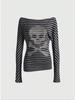 Autumn/Winter Slim Fit Ribbed Long Sleeve Top with Letter Print for Women