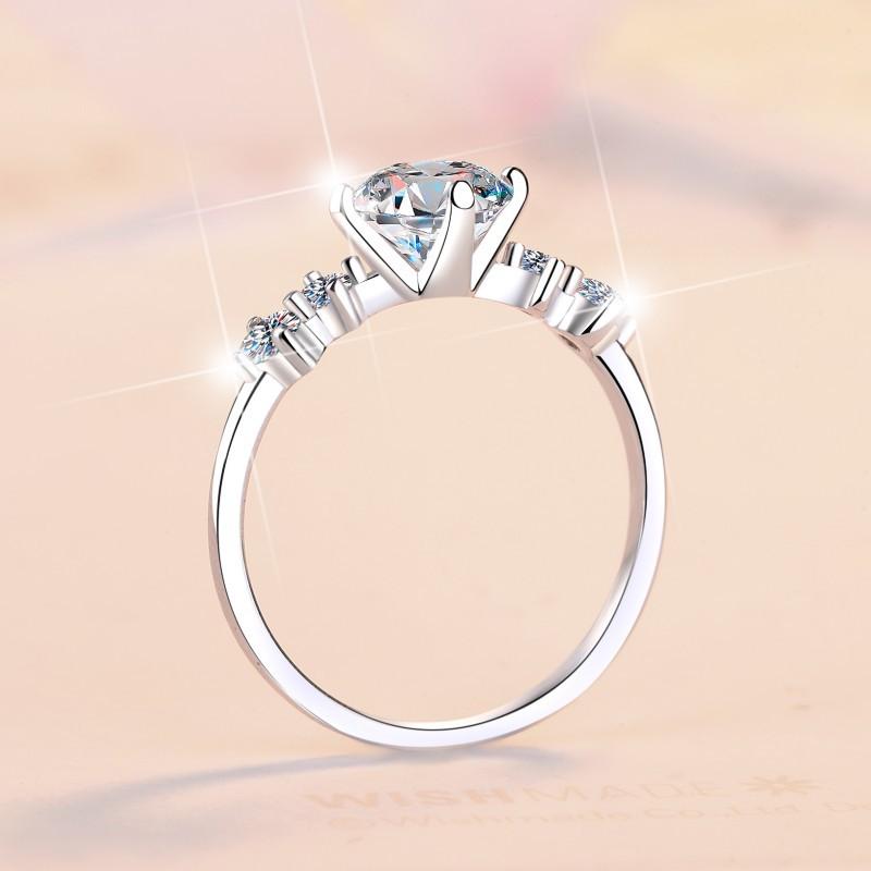 D Color 1CT Moissanite Engagement Diamond Ring Wedding Ring Gift for Girlfriend Female Model S925 Sterling Silver Four Claws