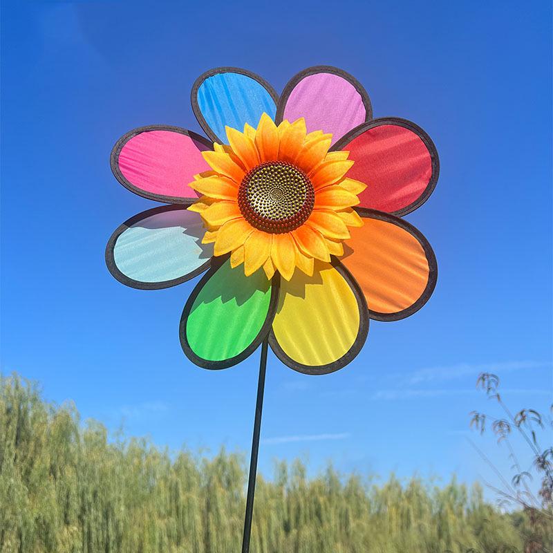 Větrný mlýn Slunečnice s osmi listy Rotující Slunečnice Větrná spirála Kůl Stojící Zahradní Květina Větrník Venkovní Párty Dekorace Dětské Hračky