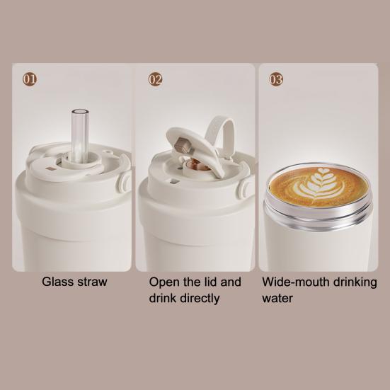 750ml Stainless Steel Thermal Cup Double Wall Vacuum Insulated Mug with Leak-Proof Lid Three-in-One Spout Design Coffee Cup
