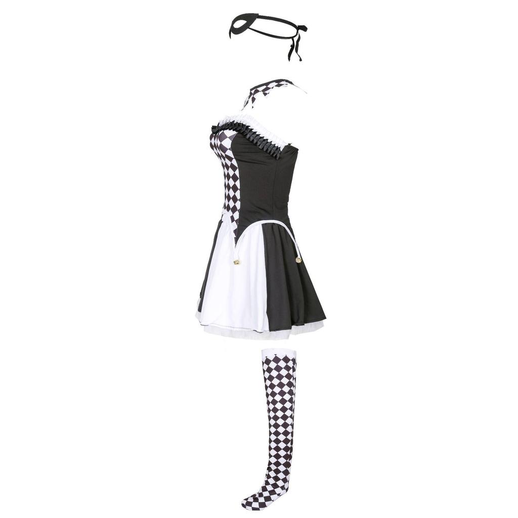 S-XL Drag Queen Vampir Clown Karomuster Harlekin Halloween Dämon Kostüm