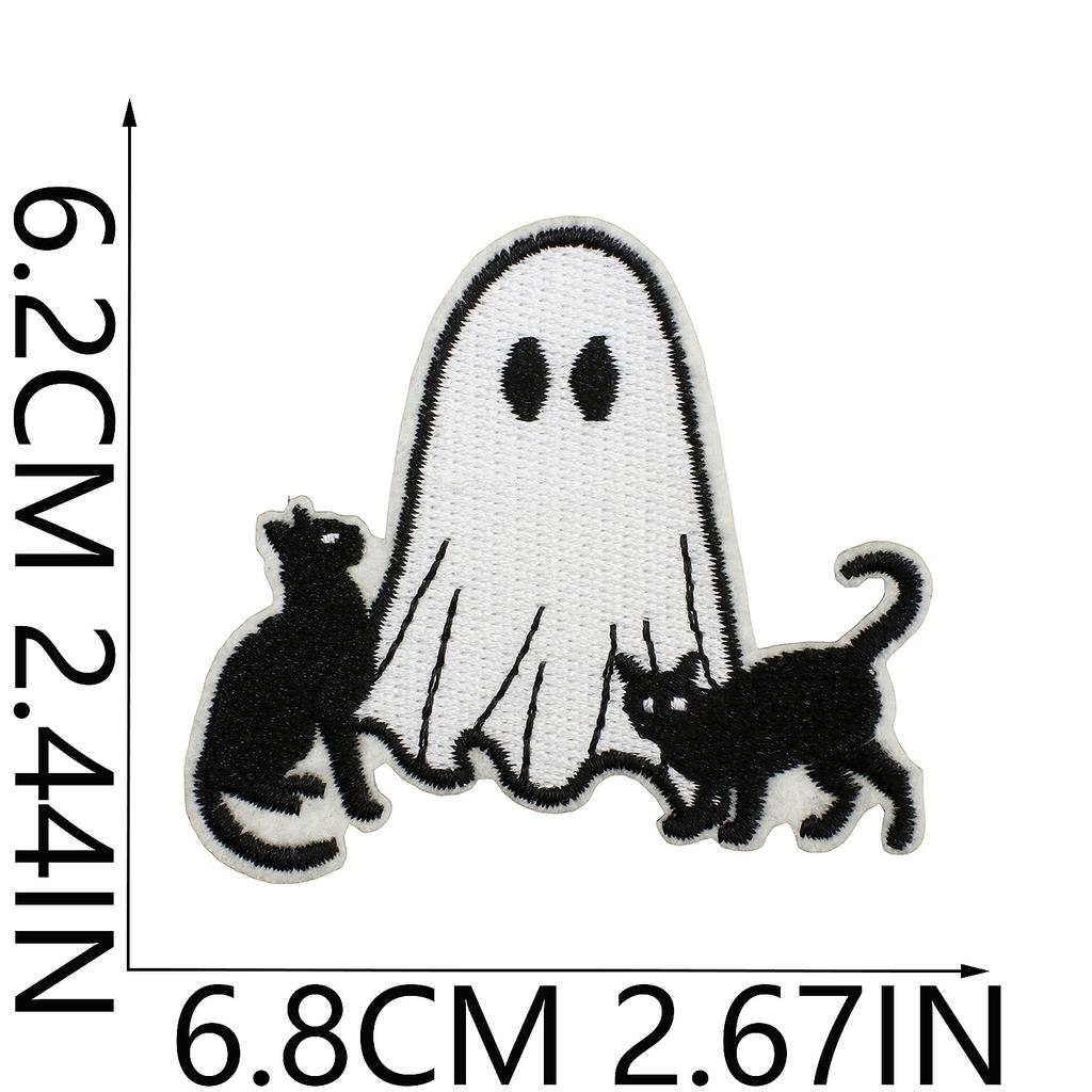 Halloween Cat Ghost Embroidery Cloth Sticker Holiday Decoration Flowers Witch Embroidery Chapter A Piao Bicycle Patch Sticker