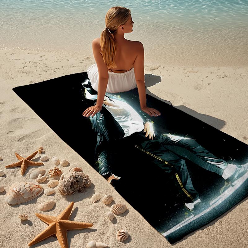 Beweis Strandtuch mit einem Michael Jackson Muster - weich, saugfähig, schnell trocknend, maschinenwaschbar - perfekt zum Schwimmen, Camping, Baden