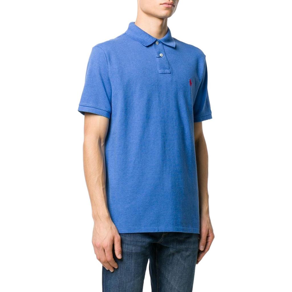 Polo Ralph Lauren Ss22 Einfarbiges Logo Bestickt Gerader Schnitt Kurzarm Poloshirt Herren Oberteile Blau 710680784-134