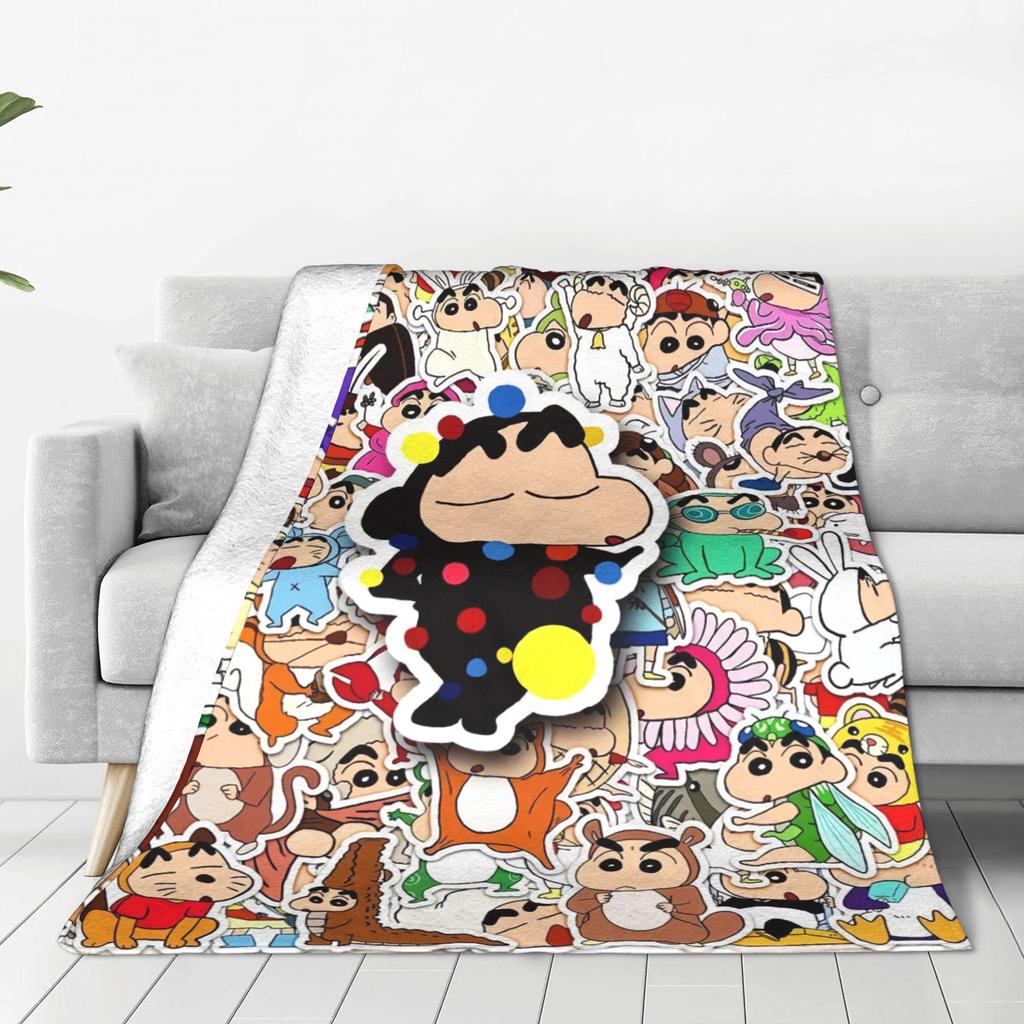 Crayons Shin-chans Cute Collection Flannel Blanket Winter  Warm Bedding Throws for Kids Adult Outdoor Funny Bedspread Bed Cover