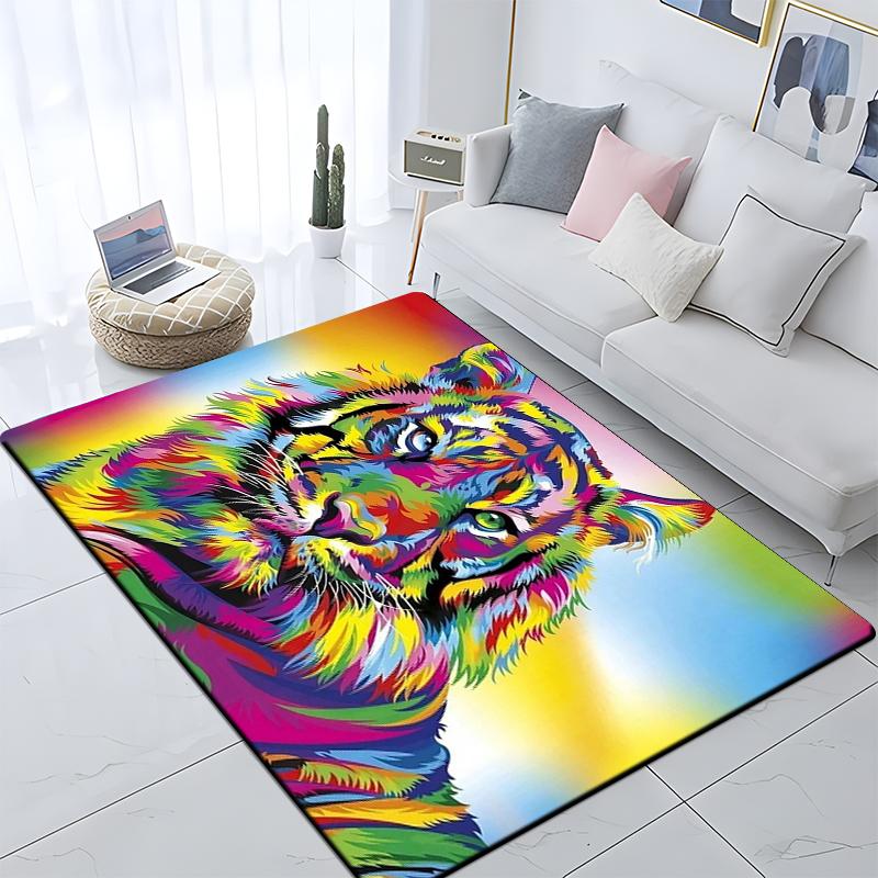 Animal Tiger Custom Picnic Mat Non Slip Carpet Living Room Mat Yoga Mat Home Decor Crawling Mat Carpet for Living Room Anime Rug
