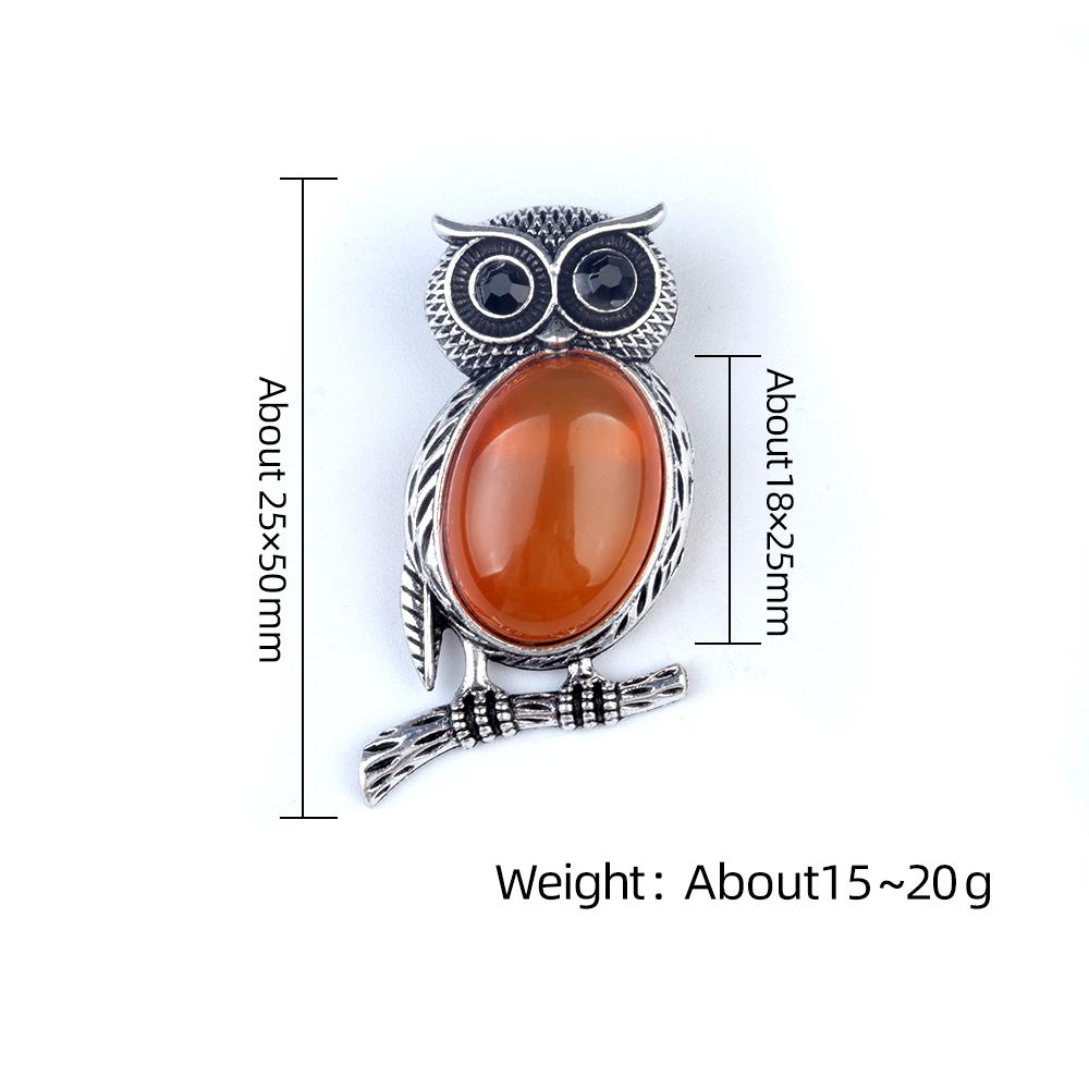 1Pc, Halloween Owl Shape Reiki Healing Crystal Pendant Brooch Pin, Unique Dual Purpose Design, for DIY Unisex Necklace Accessories or Hanging Clothes